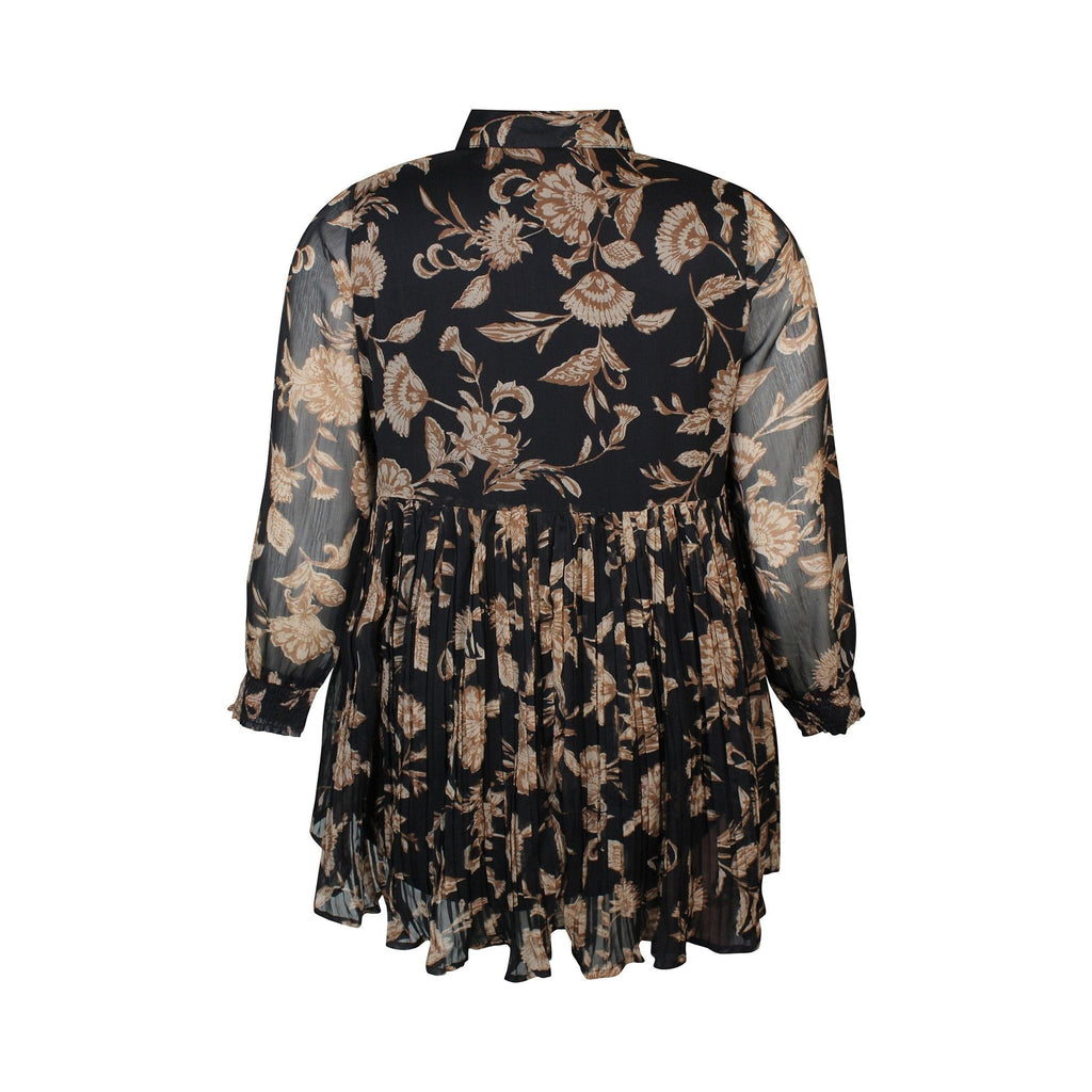 Tunic chiffon print brown/black - Evolve Fashion