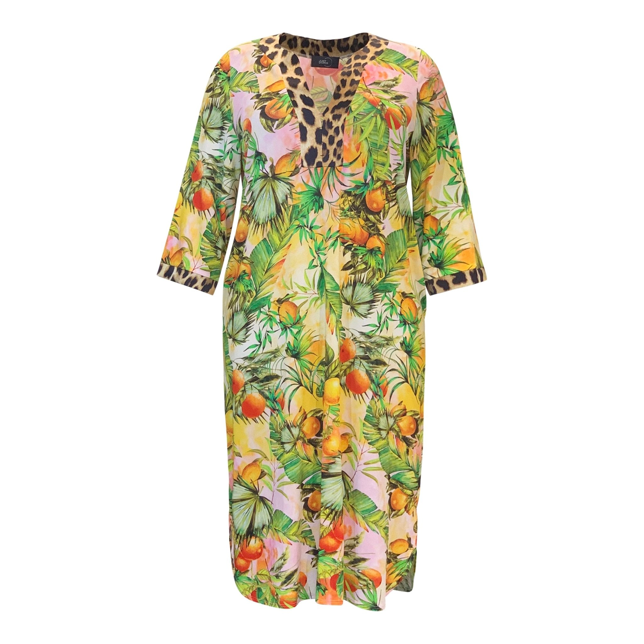 Tunic dress ALLEGRA lime print Evolve Fashion
