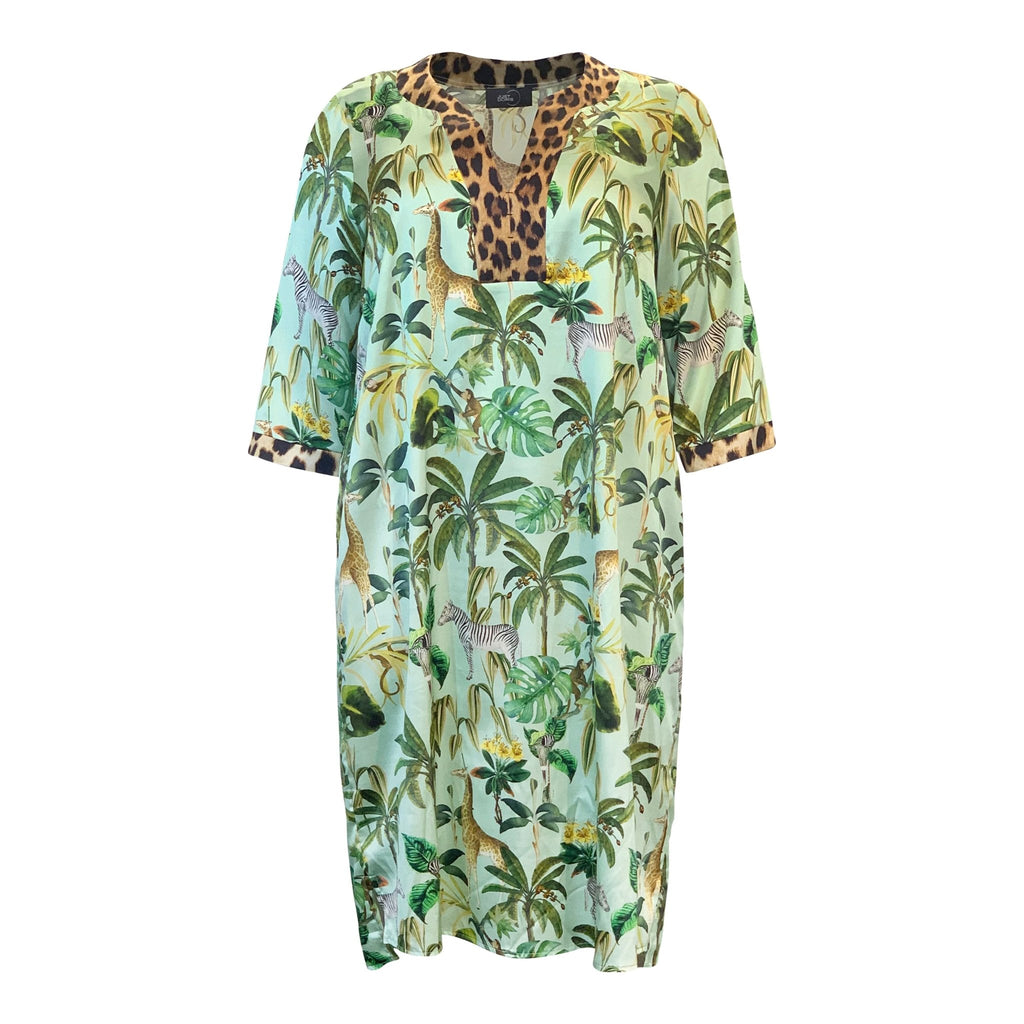 Tunic dress SILK GABRIELLA green print - Evolve Fashion