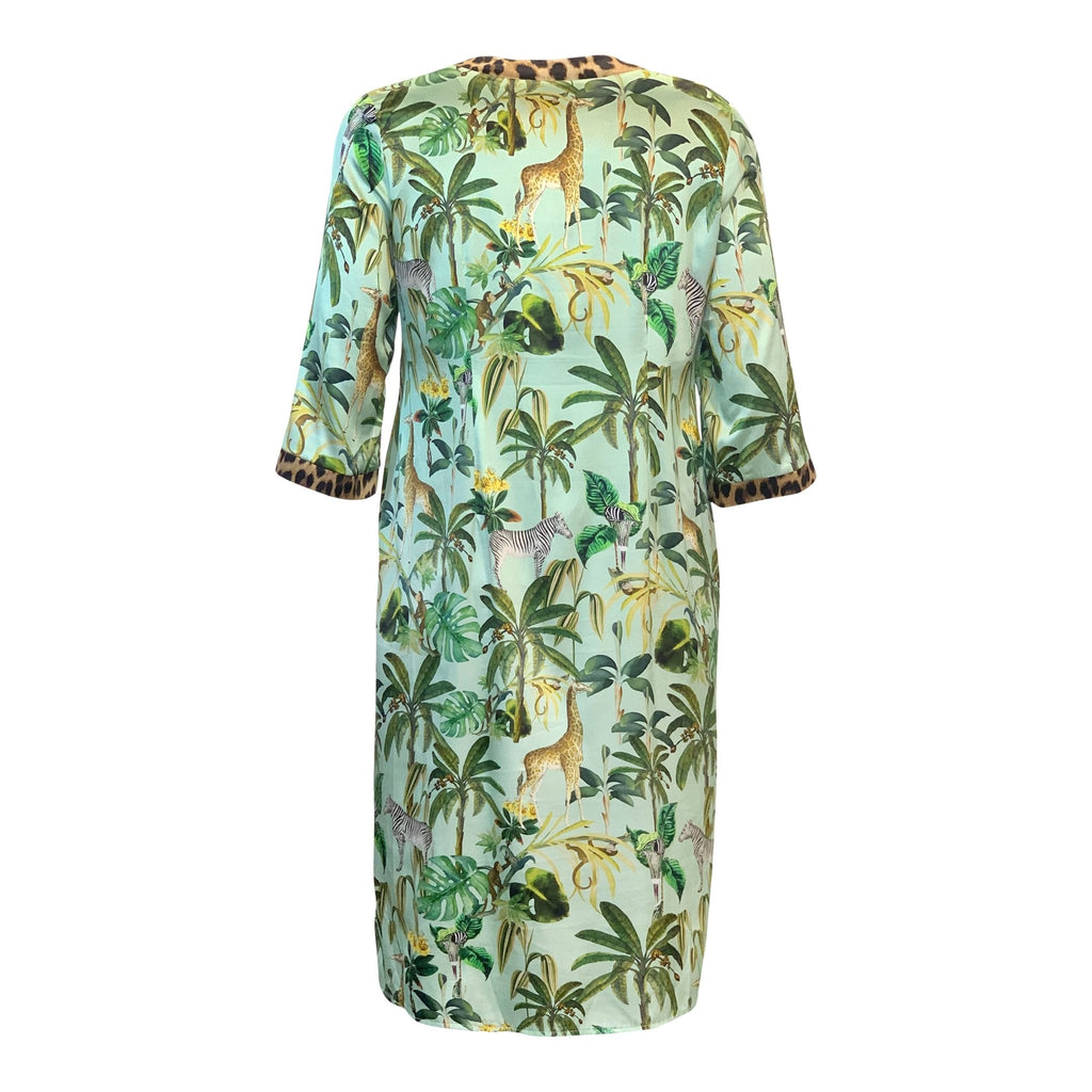 Tunic dress SILK GABRIELLA green print - Evolve Fashion