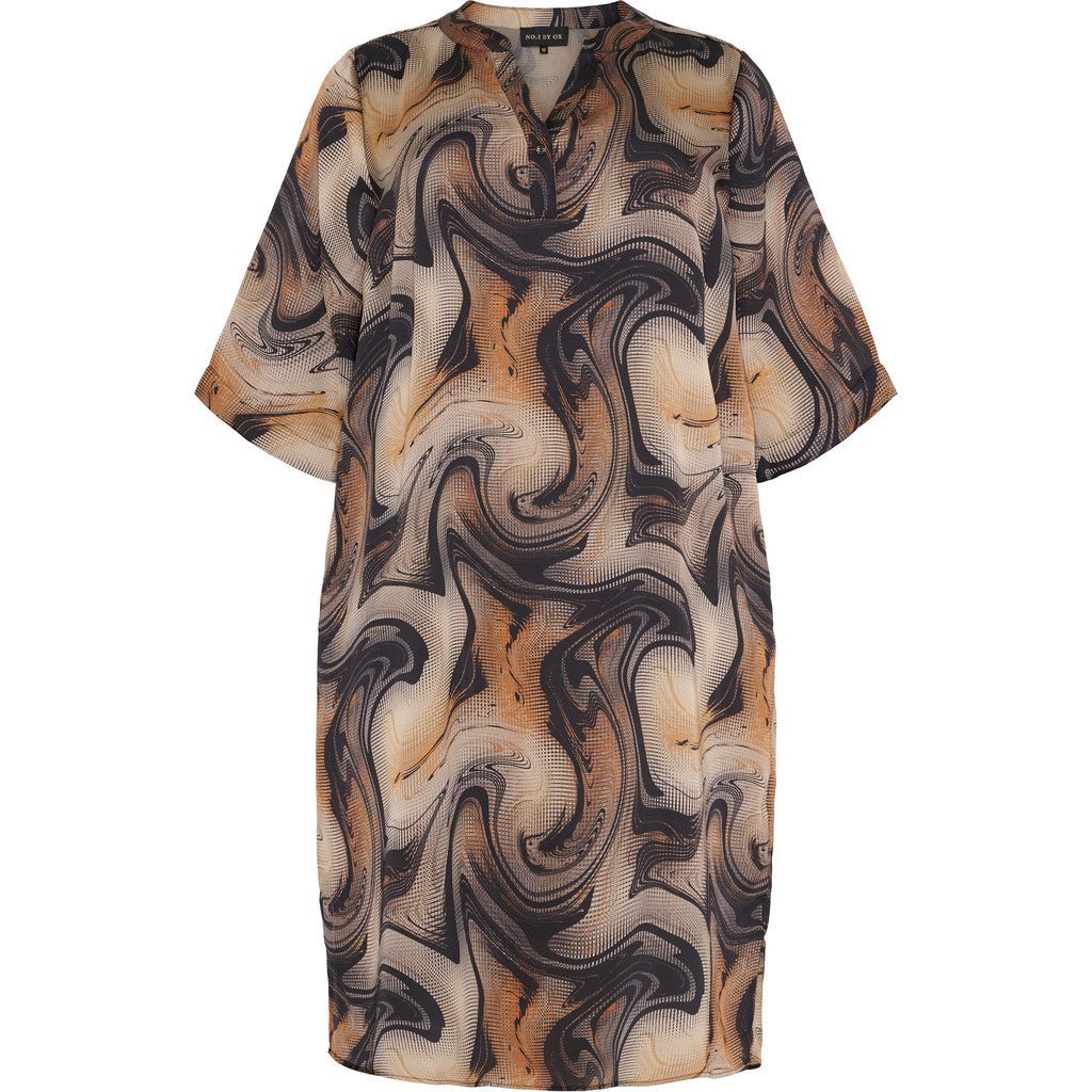 Tunic Dress w pockets Brown and black swirl - Evolve Fashion