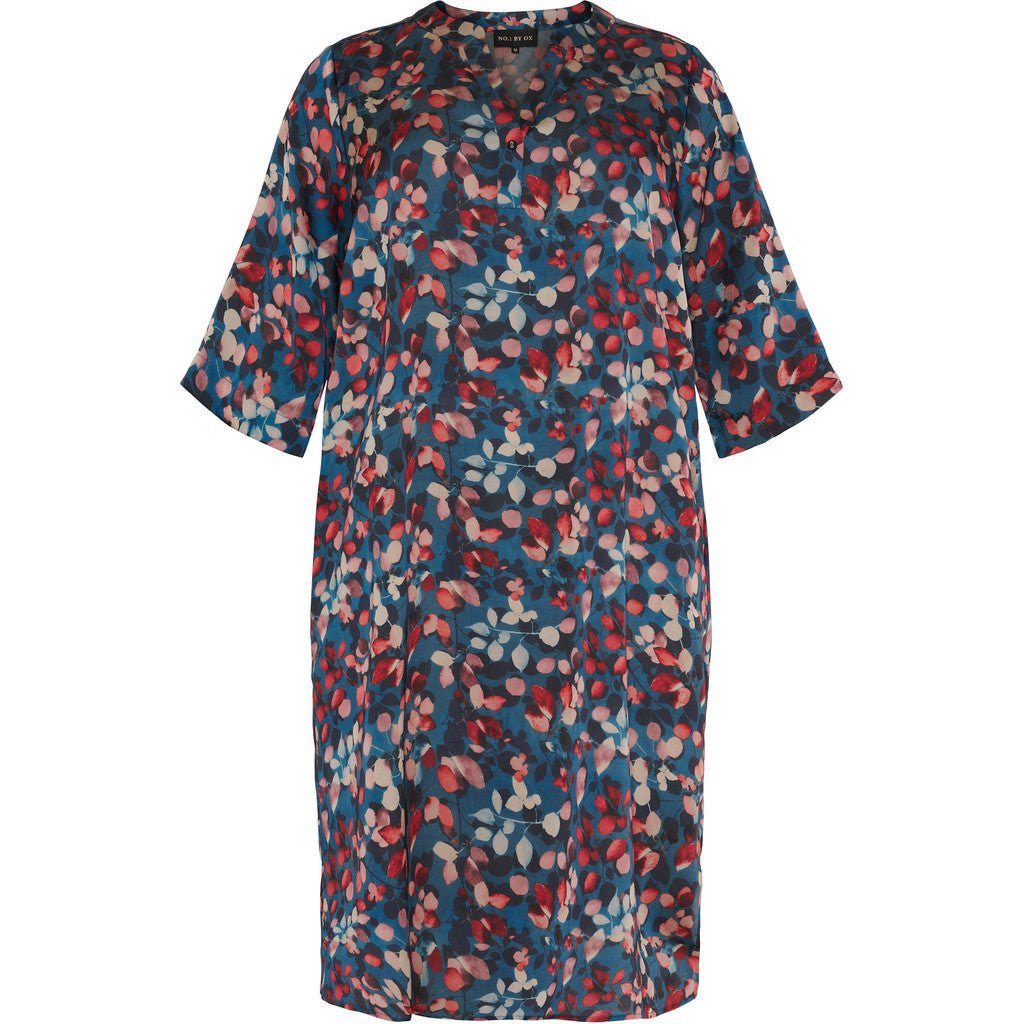 Tunic Dress w pockets Cobalt w marmalade rose - Evolve Fashion