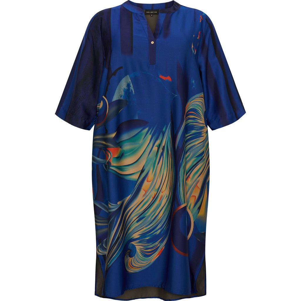 Tunic dress w pockets dark cobalt - Evolve Fashion