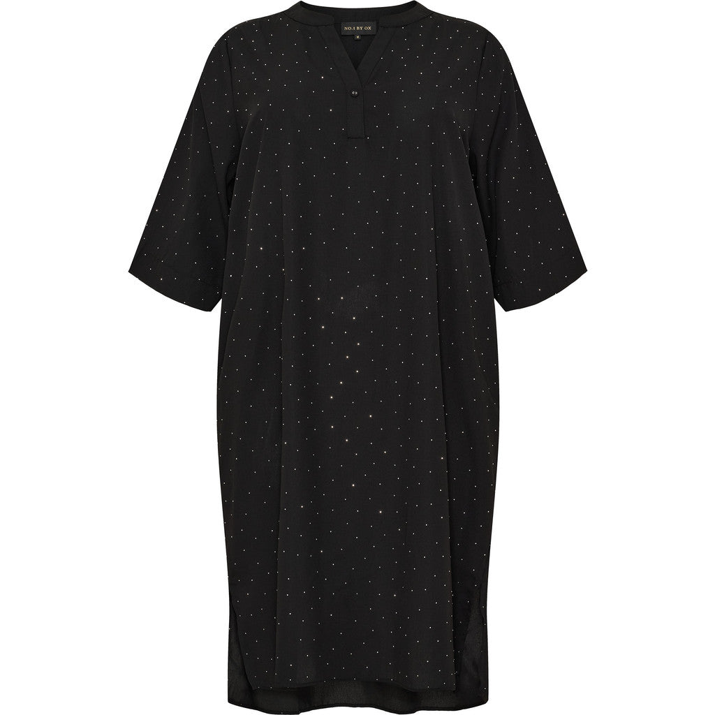 Tunic Dress w pockets silver stones black - Evolve Fashion