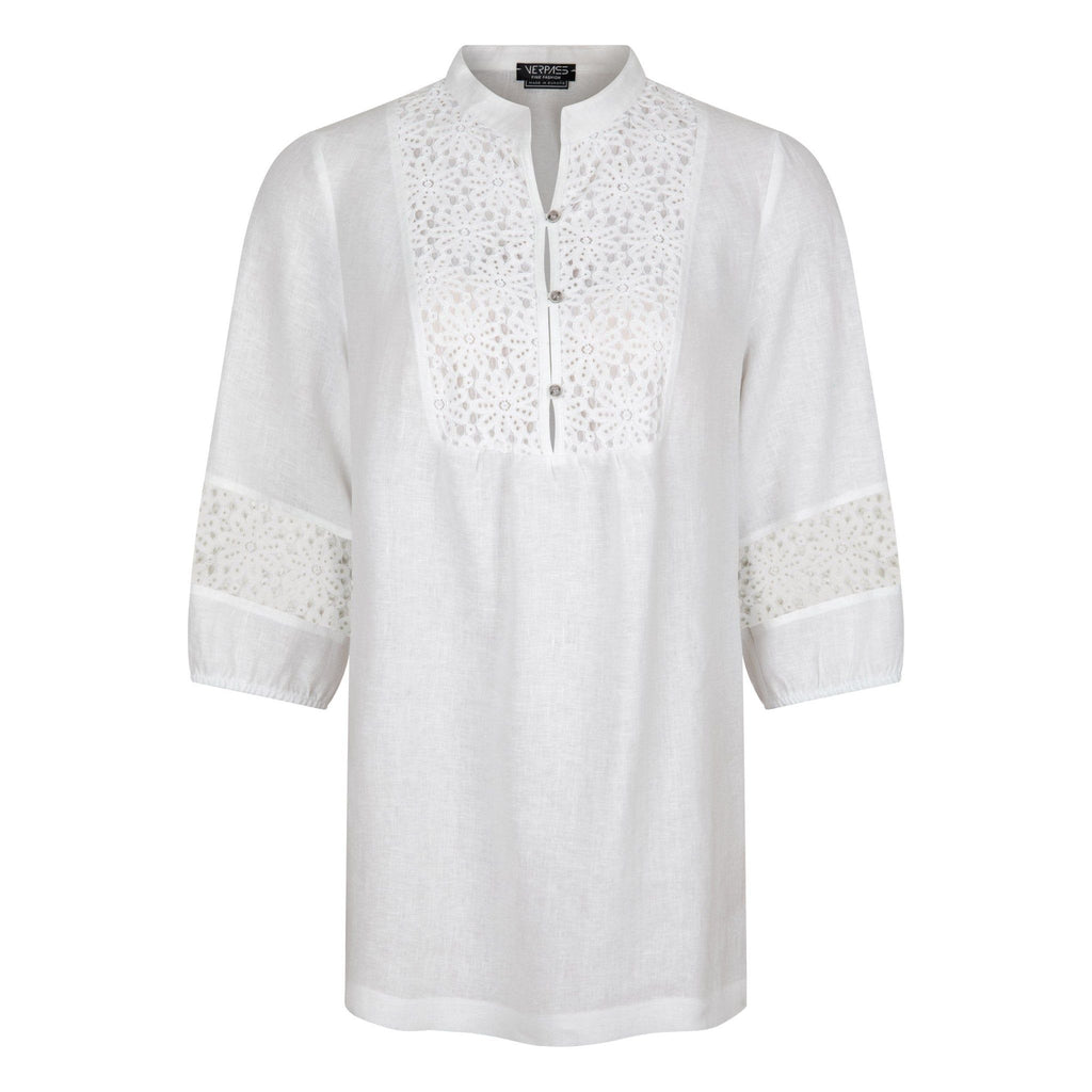 Tunic linen embroidered white - Evolve Fashion