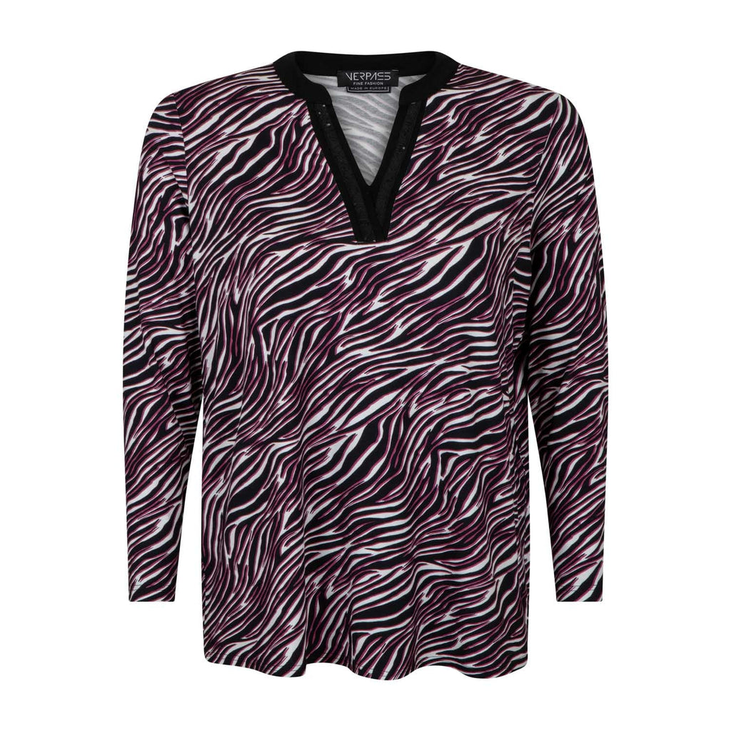 Tunic zebra stripe burgundy red - Evolve Fashion