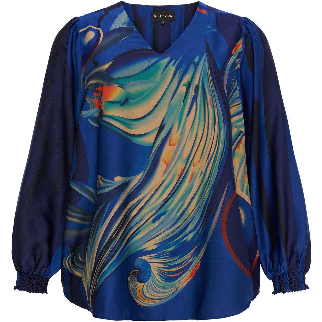 V neck blouse and LS dark cobalt - Evolve Fashion