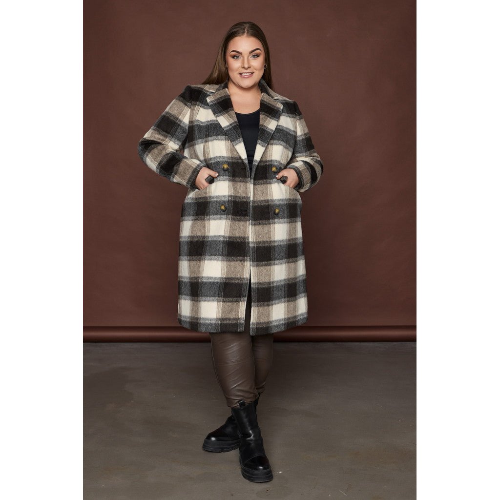 Wool Coat black grey check - Evolve Fashion