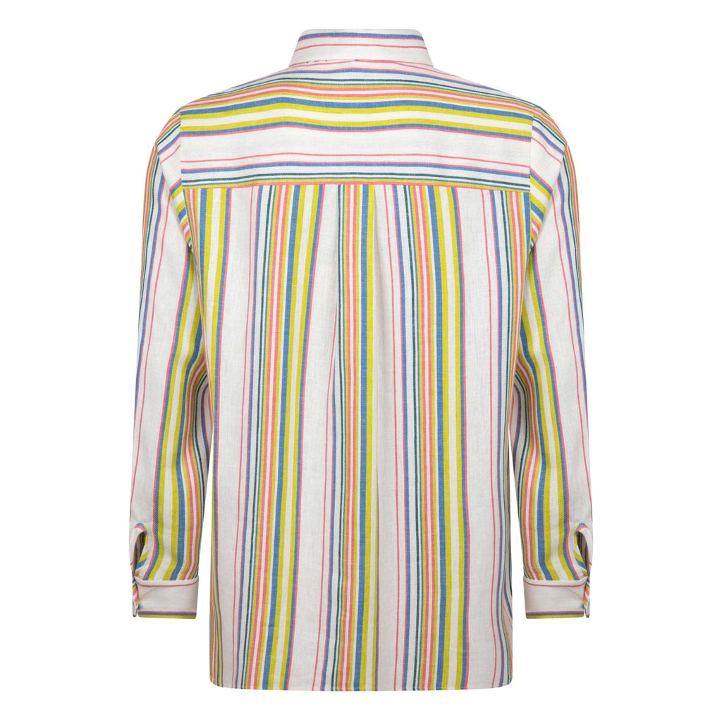 Blouse stripes linnen lime - Evolve Fashion