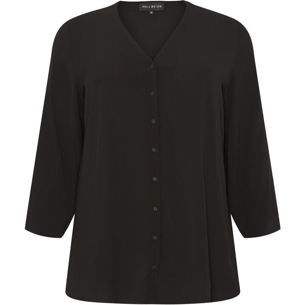 Blouse w 3/4 sleeves uni black - Evolve Fashion