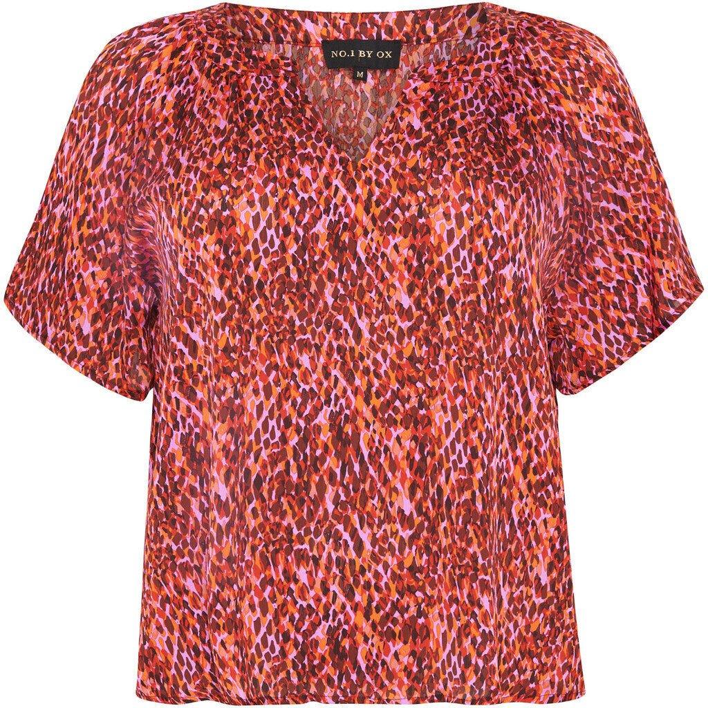 Blouse w wrinkles SS red/pink dots - Evolve Fashion