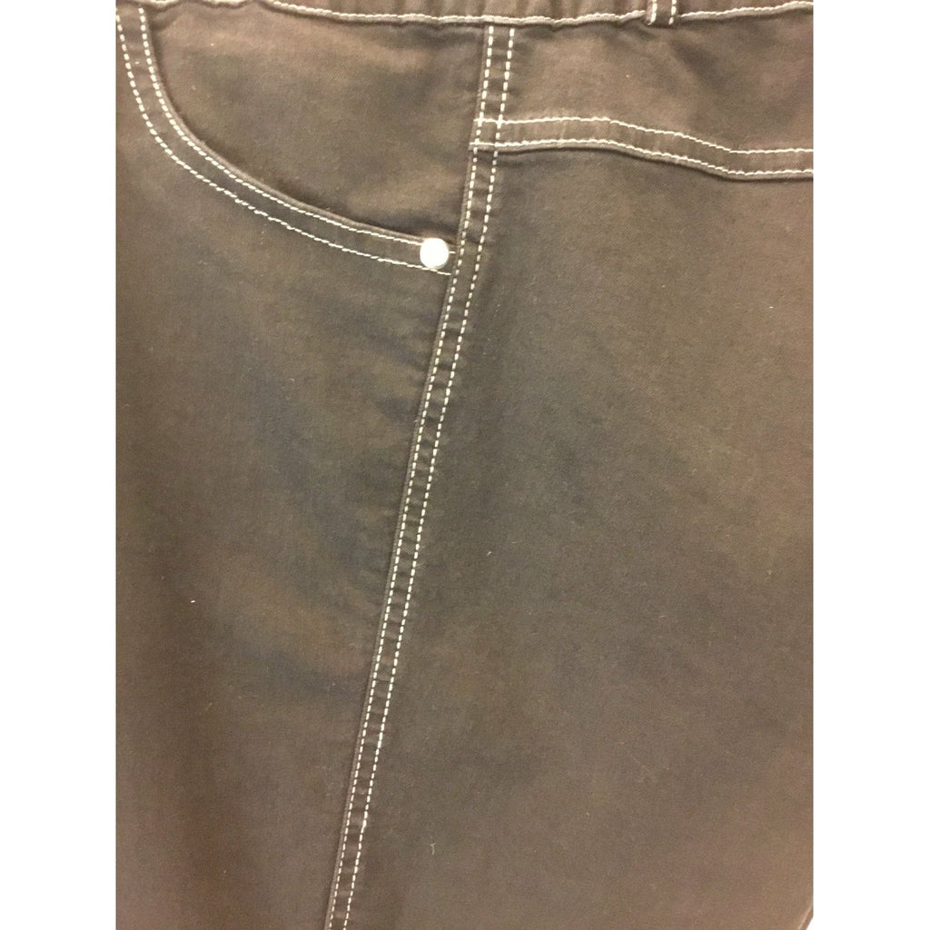 Broek basic jeans faux pockets zwart (contrast stitching) - Evolve Fashion