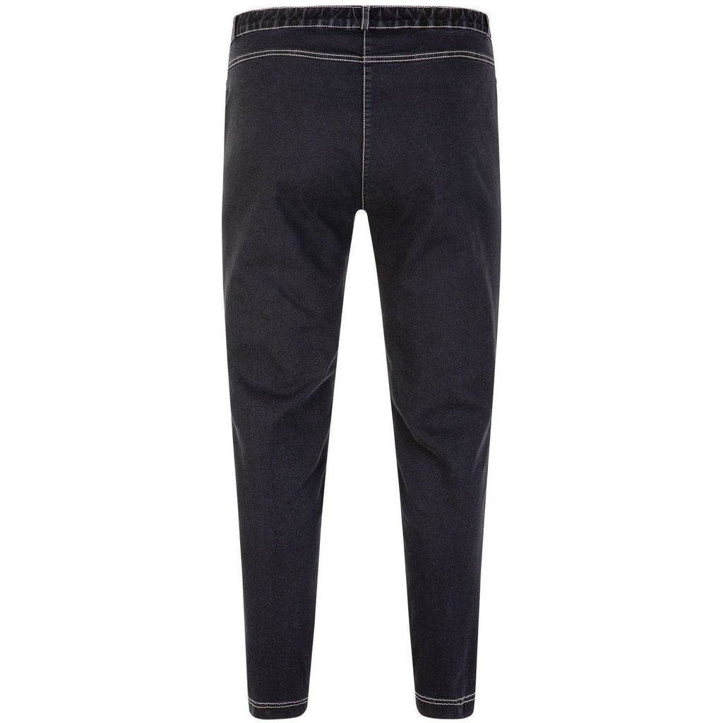 Broek basic jeans faux pockets zwart (uni stitching) - Evolve Fashion