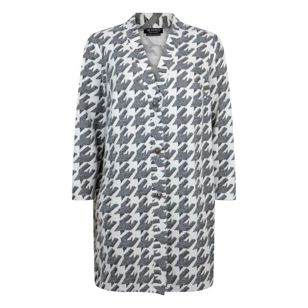 Cardi lang dogtooth grey - Evolve Fashion