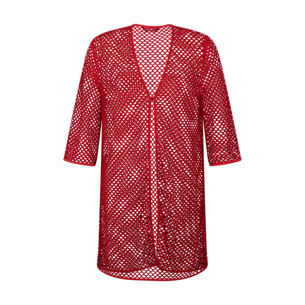 Cardigan fishnet fire red - Evolve Fashion