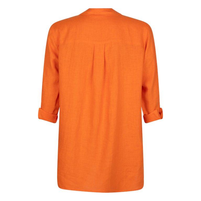 Hemdblouse linnen oranje - Evolve Fashion