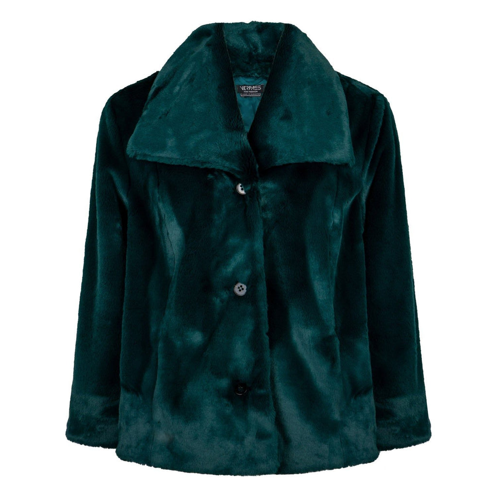 Jas kort fake fur emerald - Evolve Fashion