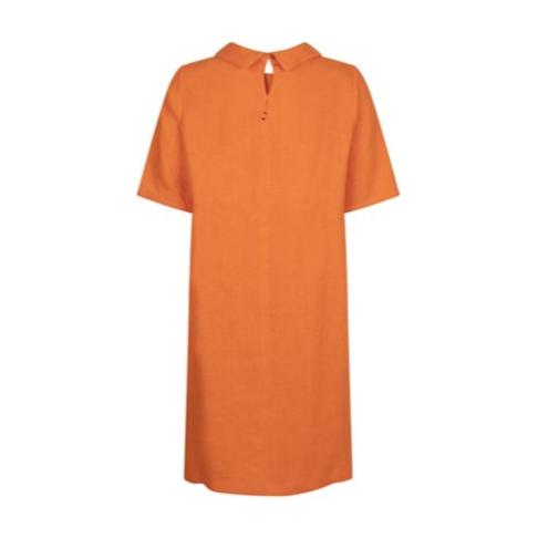Jurk col linnen oranje - Evolve Fashion