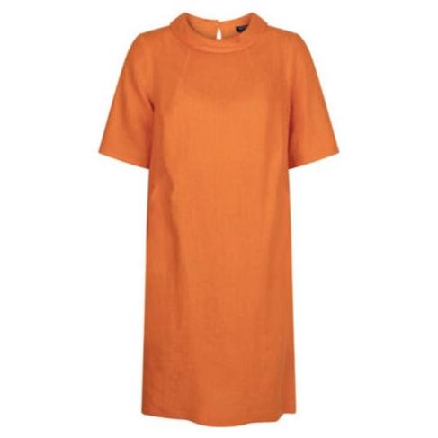 Jurk col linnen oranje - Evolve Fashion