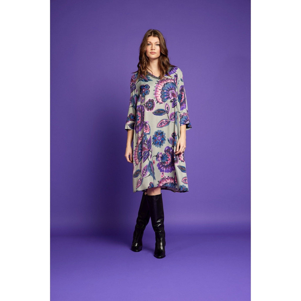 Jurk viscose print violet - Evolve Fashion