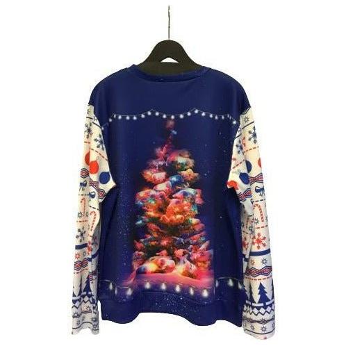 Kerstsweater Snow blauw/wit - Evolve Fashion