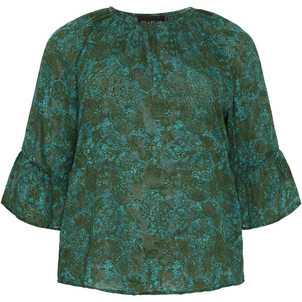 Loose blouse w flair and 1/2 sleeves green - Evolve Fashion