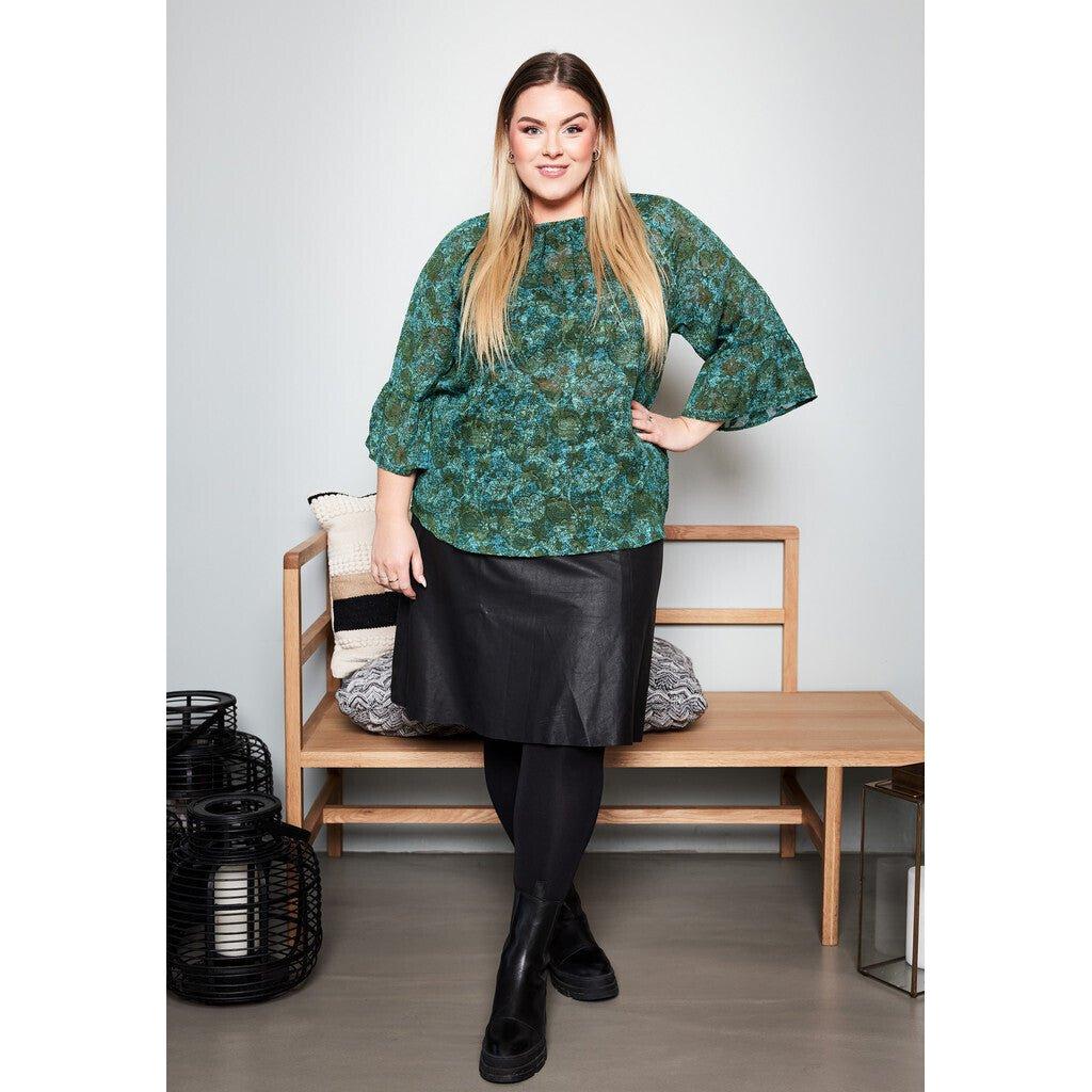 Loose blouse w flair and 1/2 sleeves green - Evolve Fashion