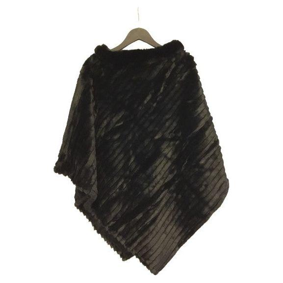 Poncho stroken fake fur zwart - Evolve Fashion