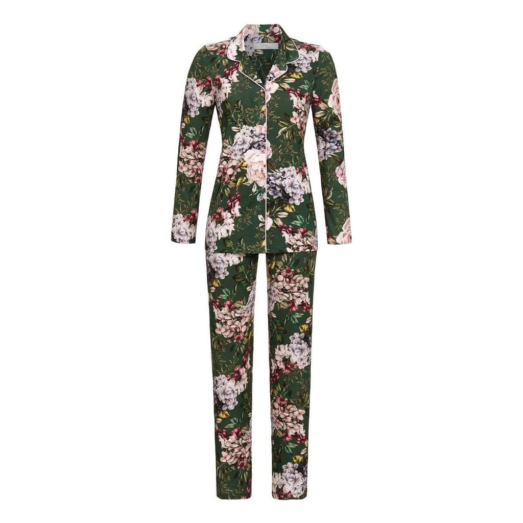 Pyjama met doorknooprij groen - Evolve Fashion