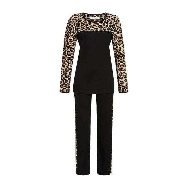 Pyjama met leo-print zwart - Evolve Fashion