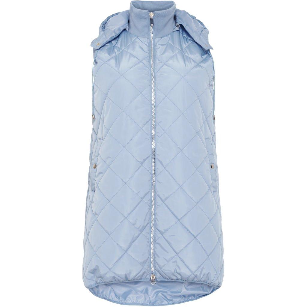 Quilted waistcoat w hood Allura blue - Evolve Fashion