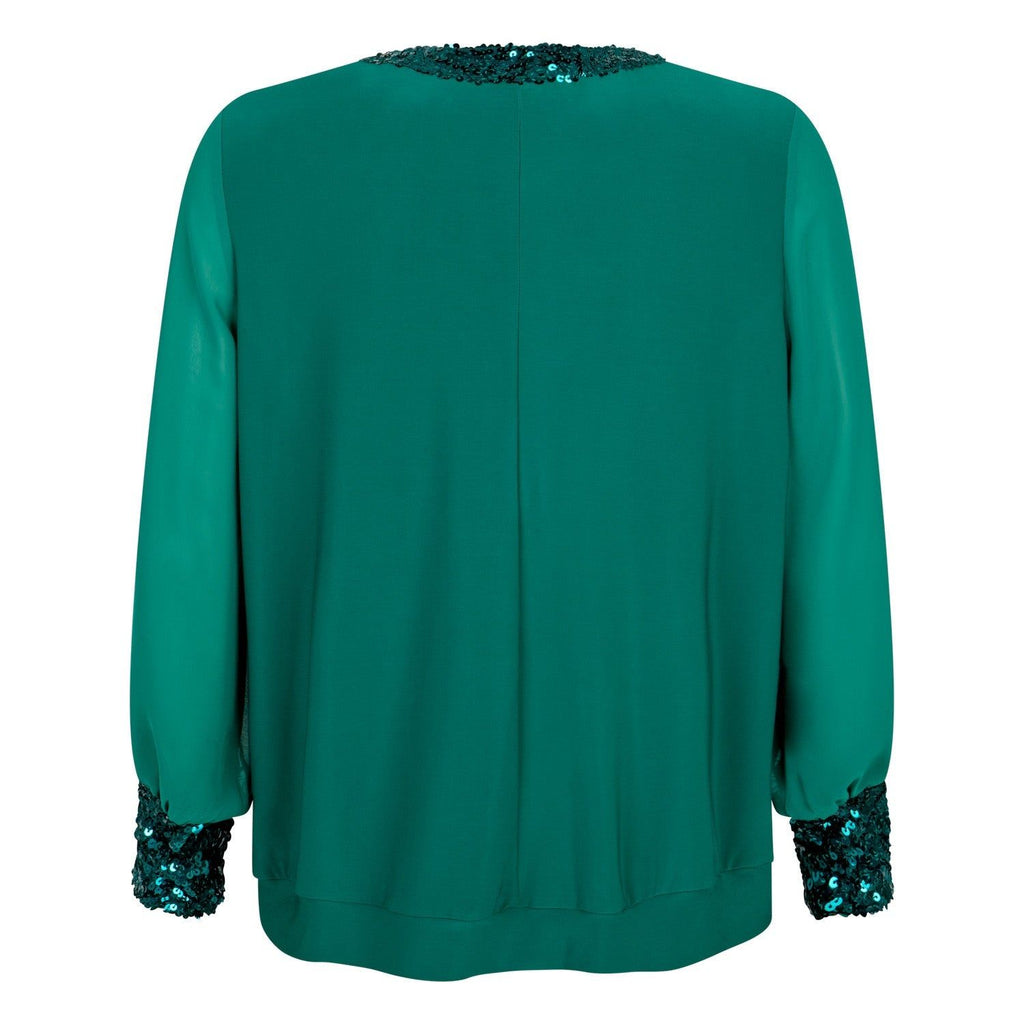 Shirt mix slinky chiff paill emerald - Evolve Fashion