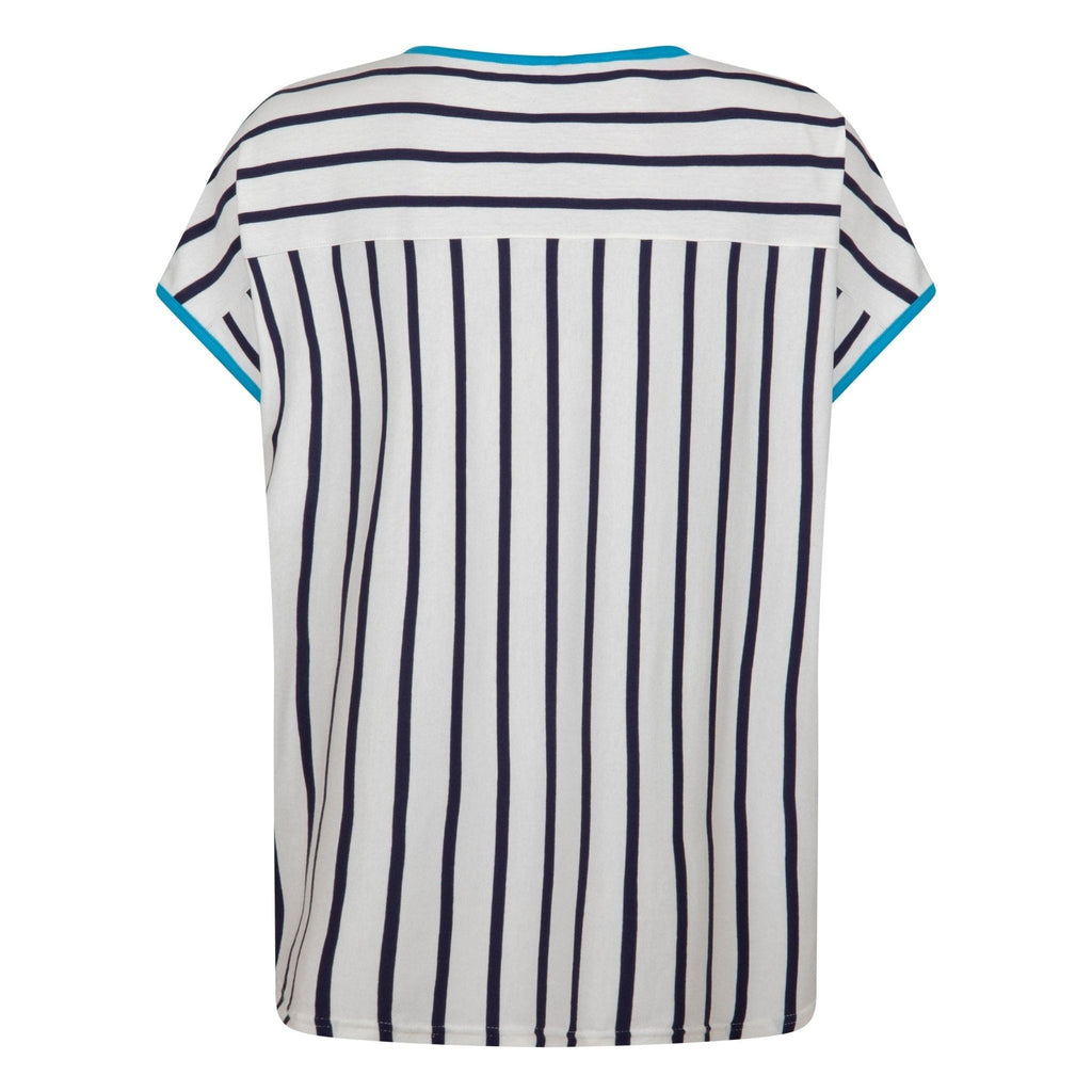 Shirt mix stripes/print blauw - Evolve Fashion