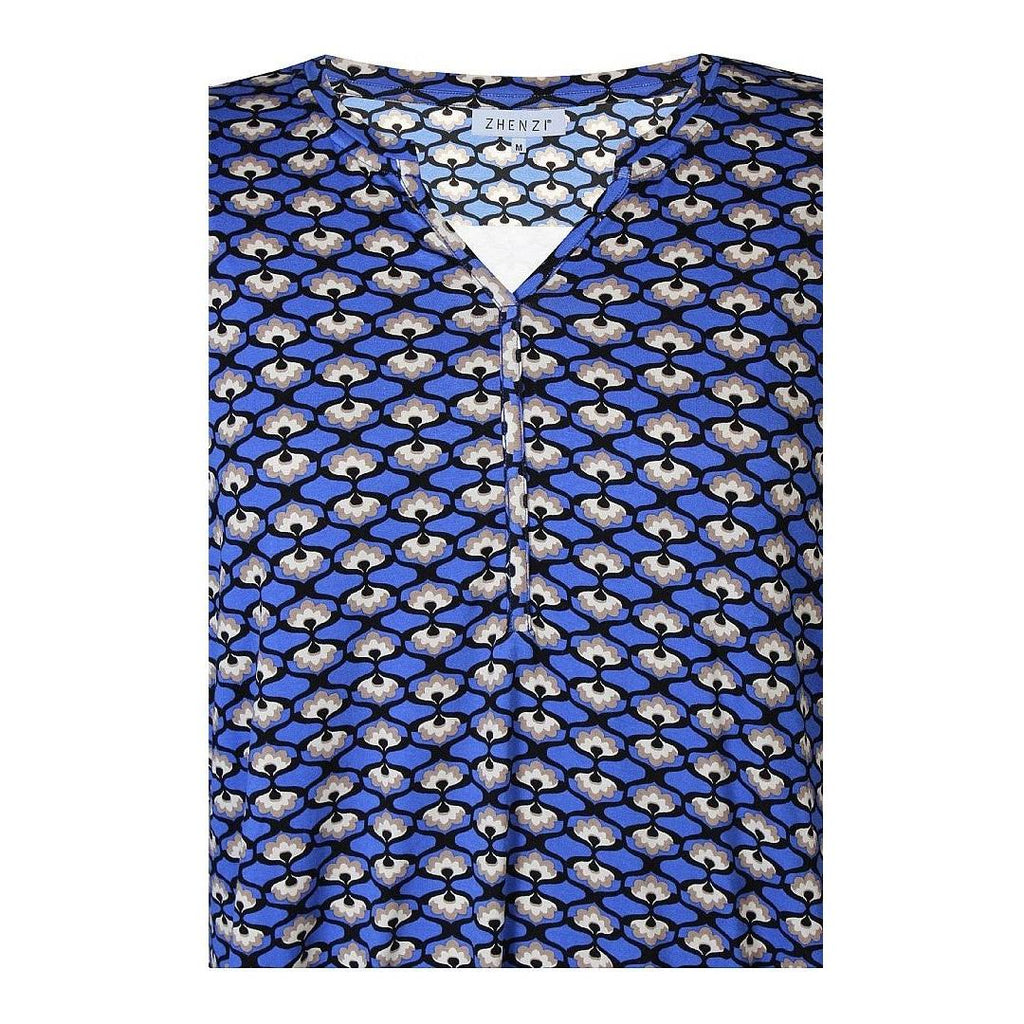 Shirt SYLVA print cobalt - Evolve Fashion