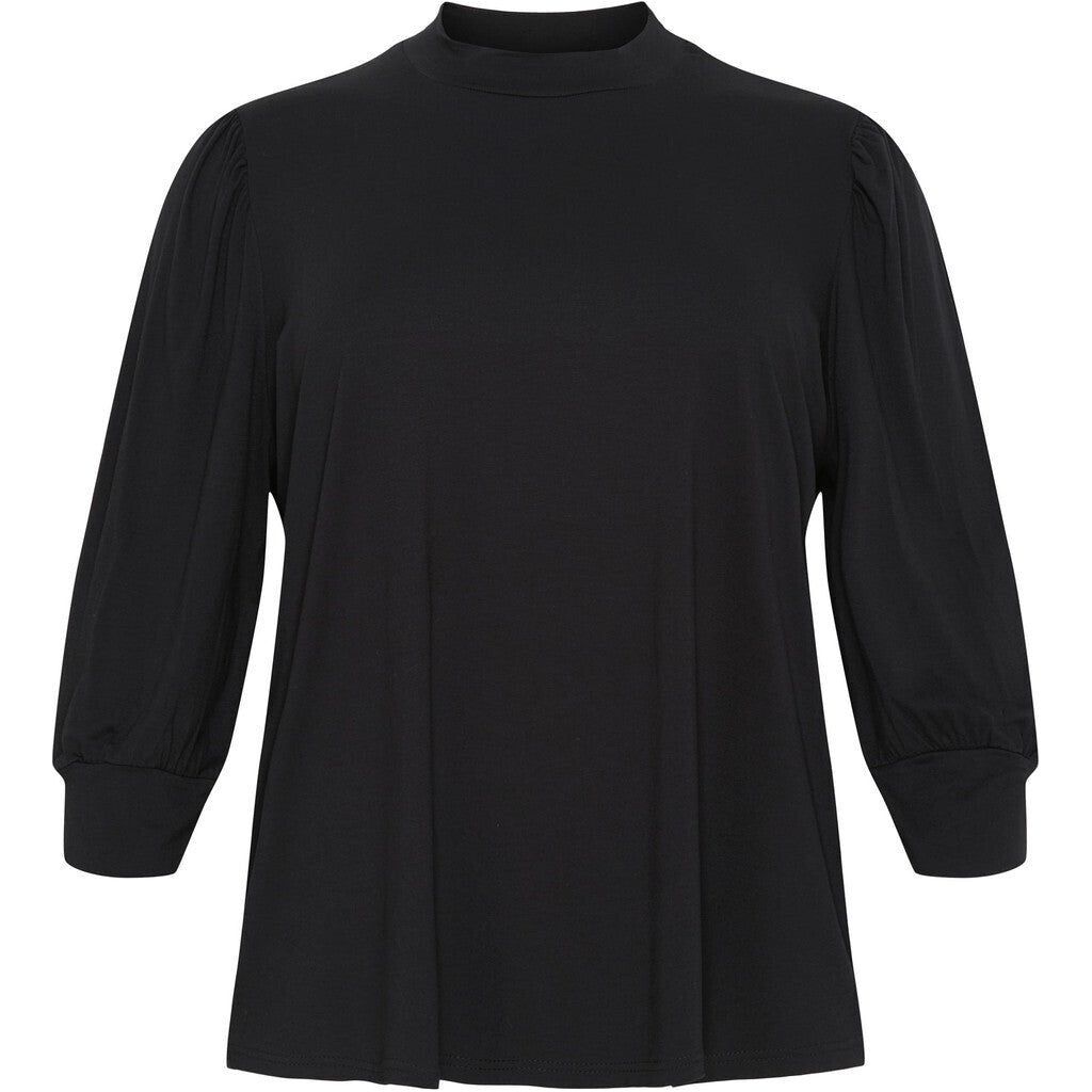 Shirt Turtle 3/4 puff sleeve black - Evolve Fashion