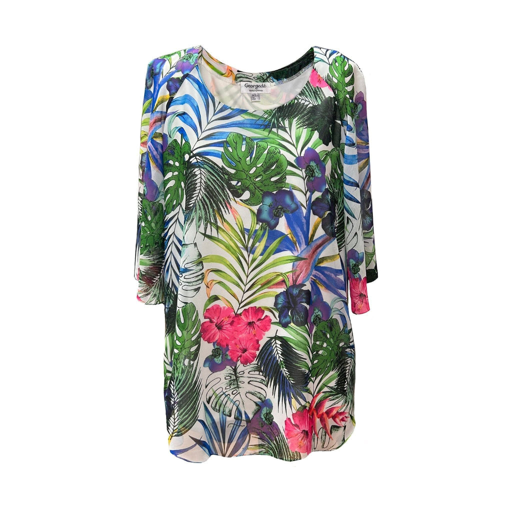 Shirtblouse DORA chiffon tropical print - Evolve Fashion