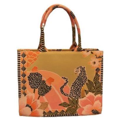 Shopper Leopard w flower orange - Evolve Fashion
