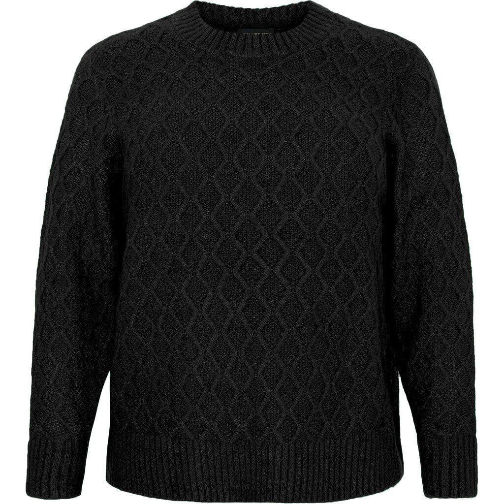 Sweater w wave cable knitting Black - Evolve Fashion