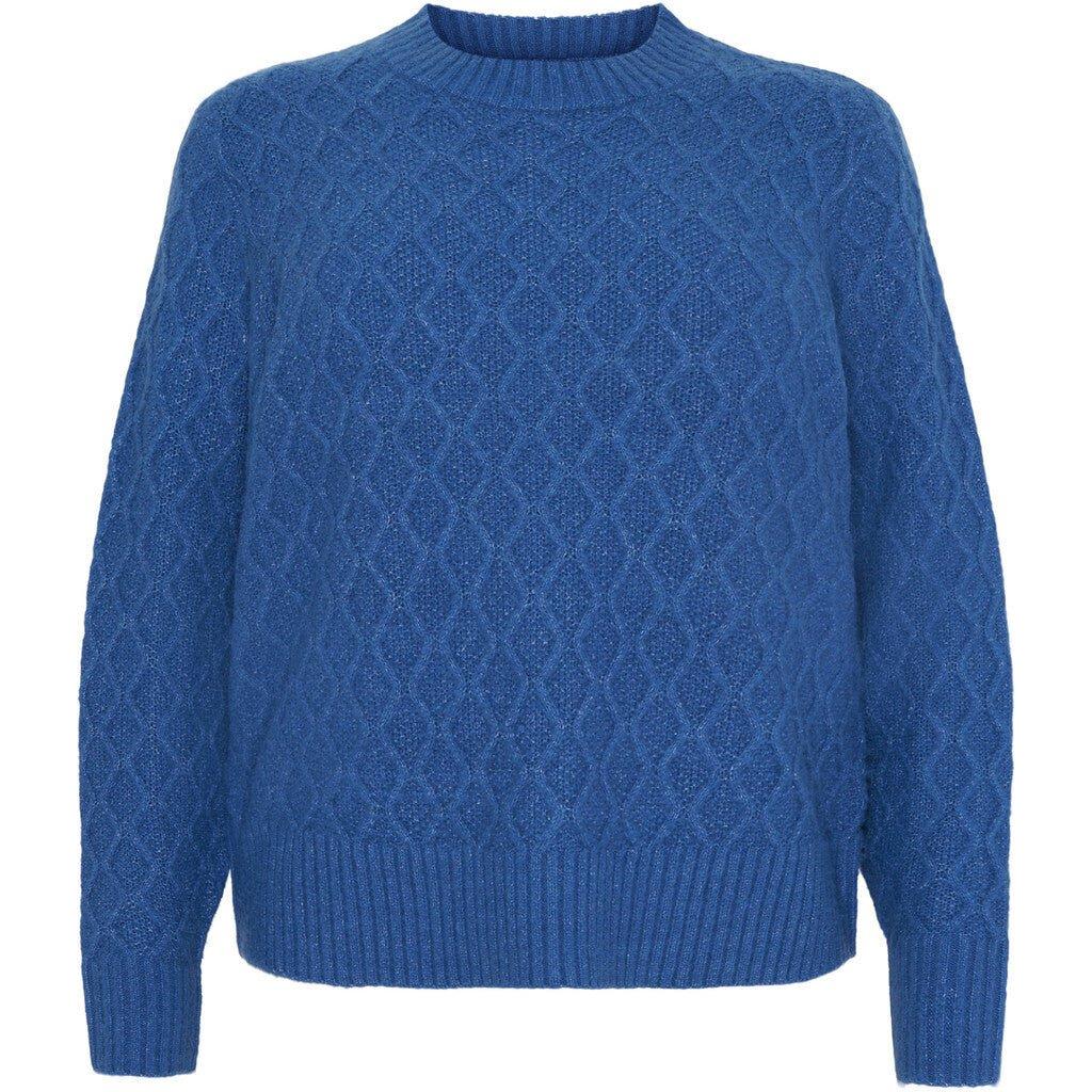 Sweater w wave cable knitting Blue - Evolve Fashion
