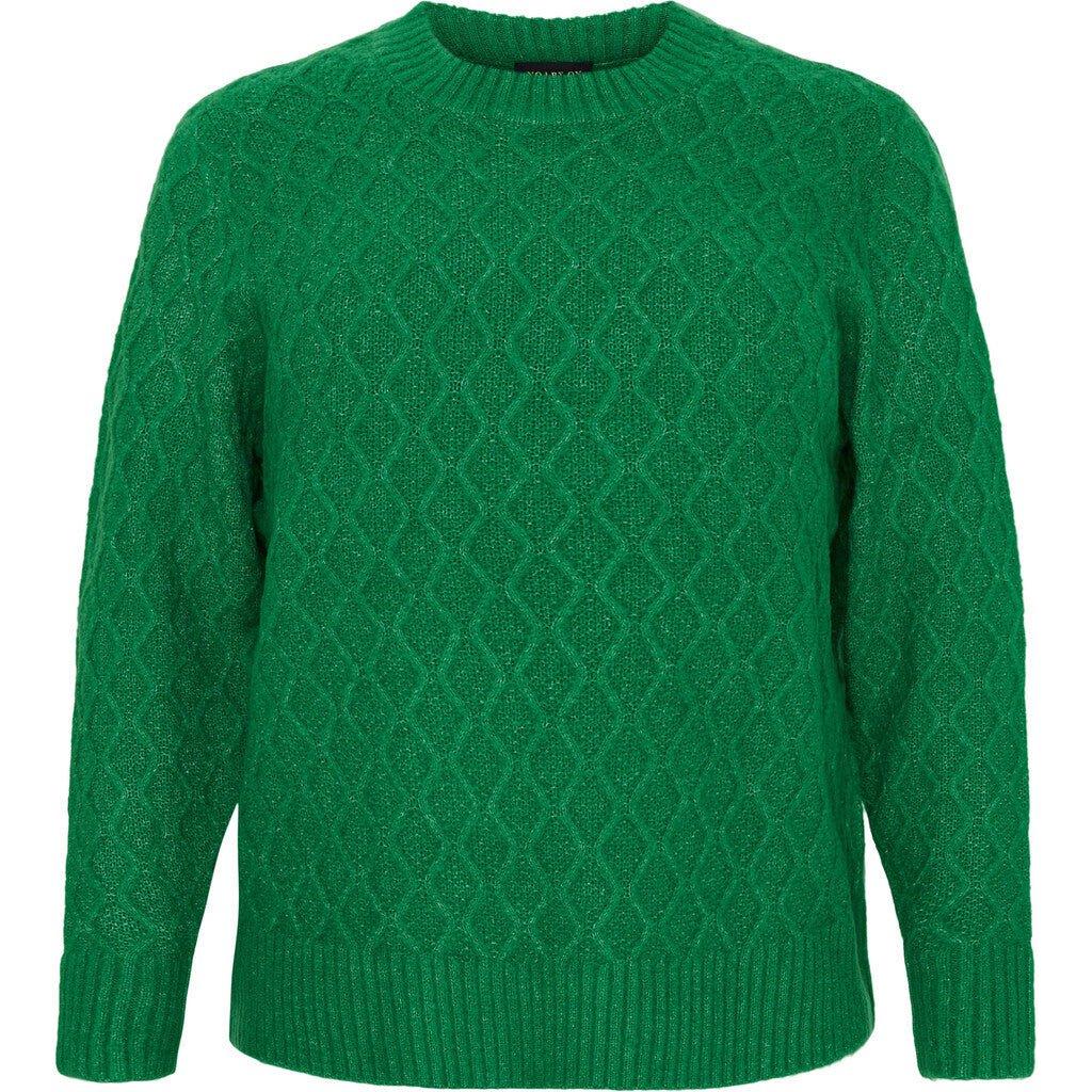 Sweater w wave cable knitting Green - Evolve Fashion