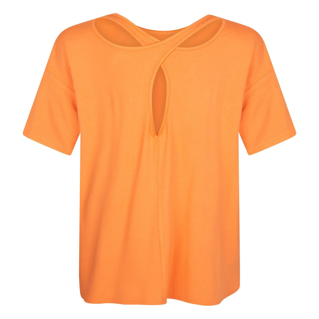 T-shirt rugdetail oranje - Evolve Fashion