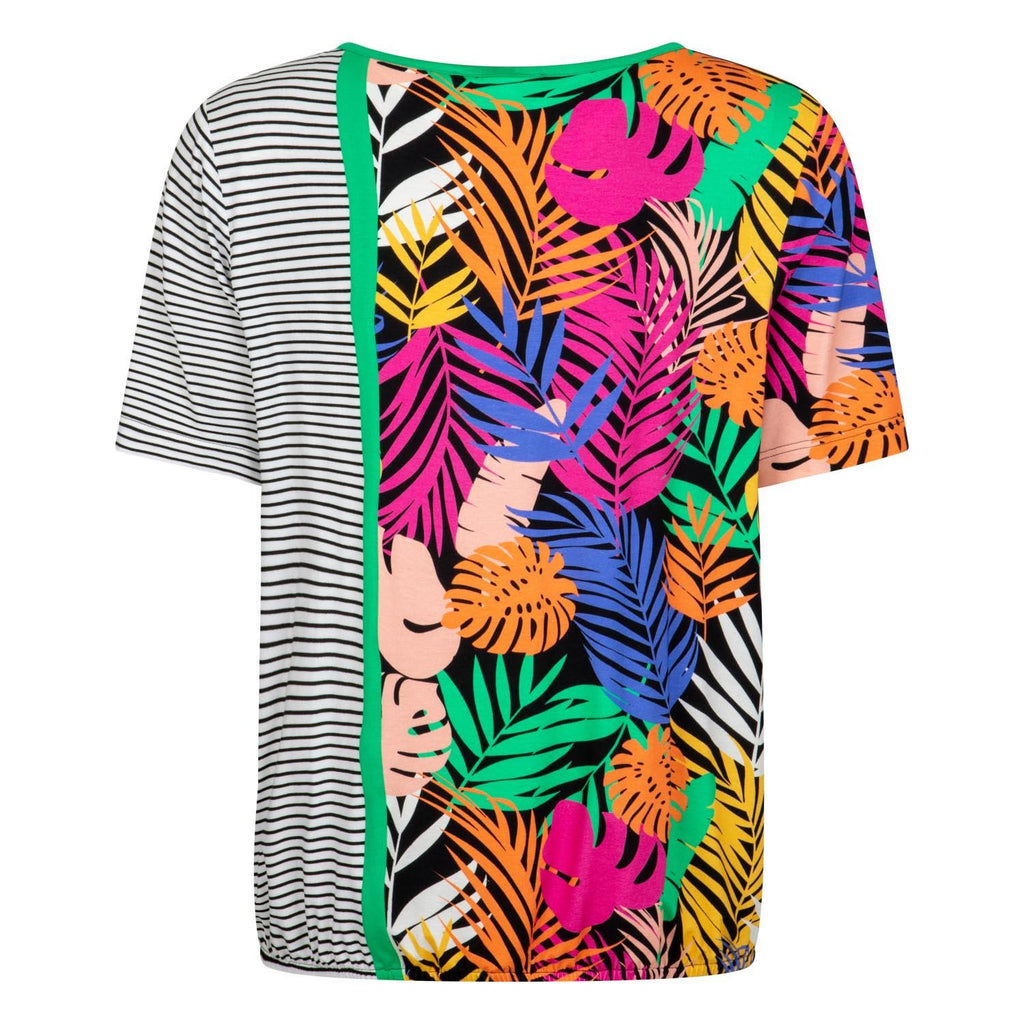 T-shirt tropical print strepen mix - Evolve Fashion