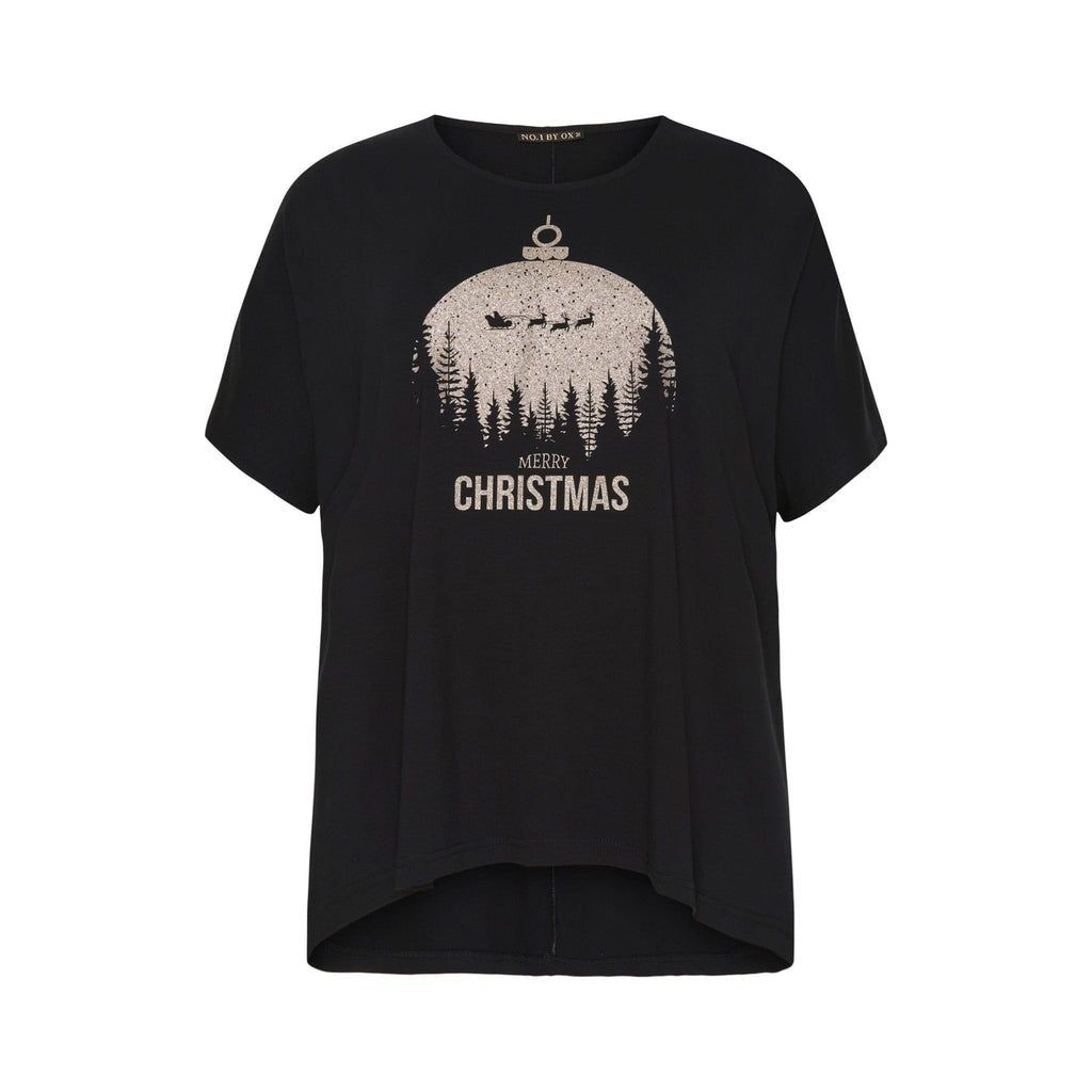T-shirt w Gold Merry Christmas - Evolve Fashion