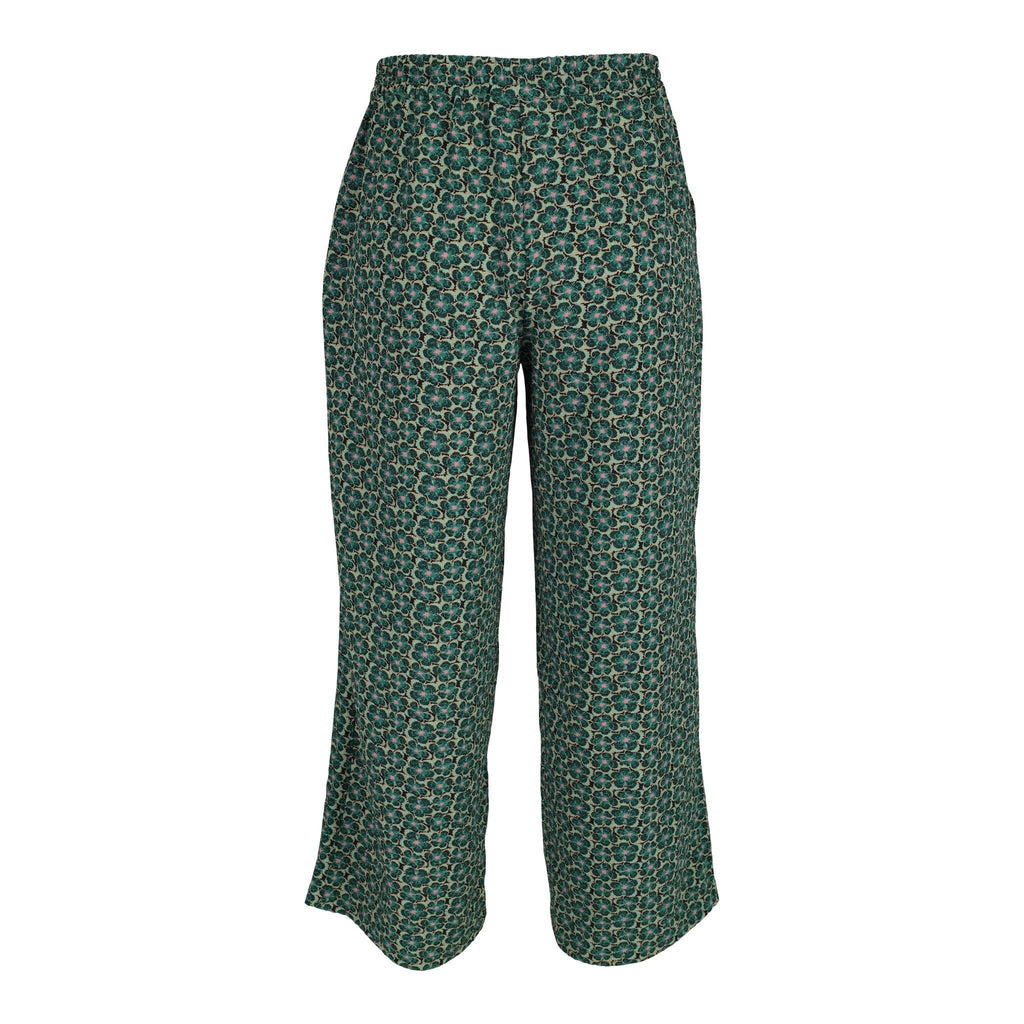 Trousers SOFIA flowerprint green - Evolve Fashion