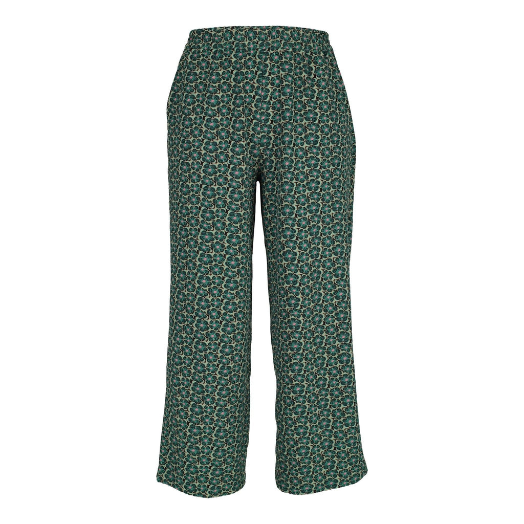 Trousers SOFIA flowerprint green - Evolve Fashion