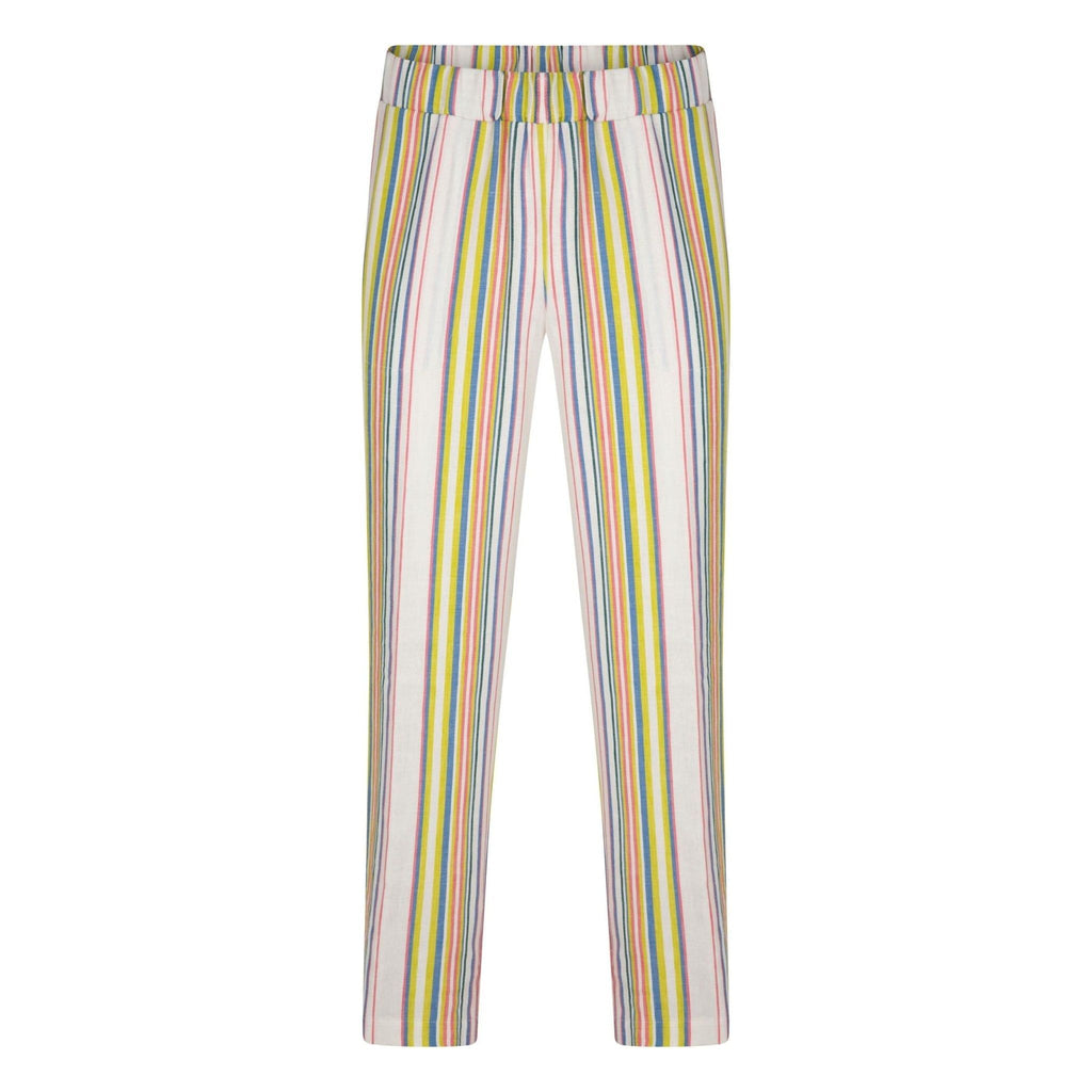 Trousers stripes linnen lime - Evolve Fashion