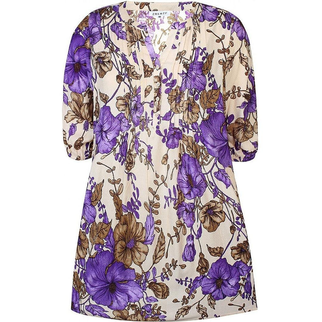 Tuniek MELISSA Flower Purple - Evolve Fashion