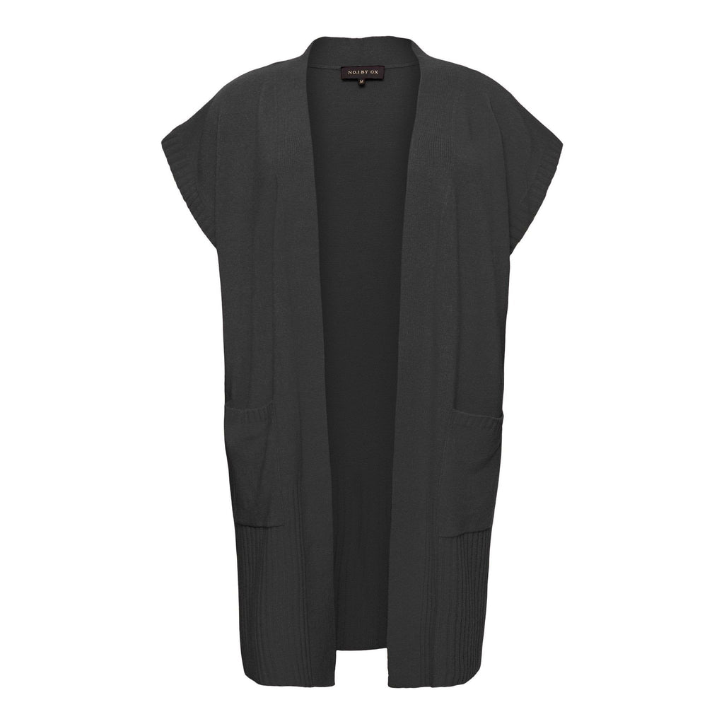 Waistcoat lang gebreid zwart - Evolve Fashion